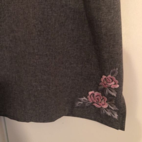 Be Smart Womens 2 Piece Skirt Suit Gray Heathered Long Sleeve Embroidered USA 11 - Picture 10 of 12